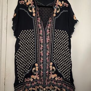 Johnny Was heavily embroidered SS floral top